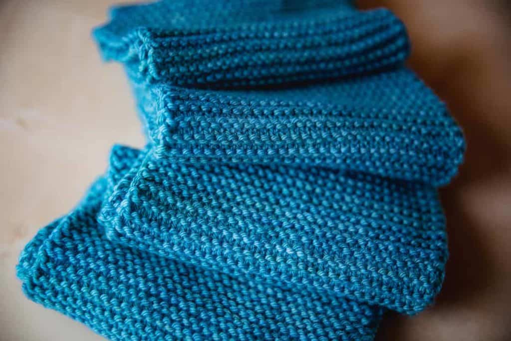 Garter stitch scarf knit in SweetGeorgia Yarn's Superwash Worsted in Beach House