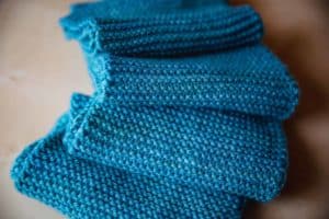 Garter stitch scarf knit in SweetGeorgia Yarn's Superwash Worsted in Beach House