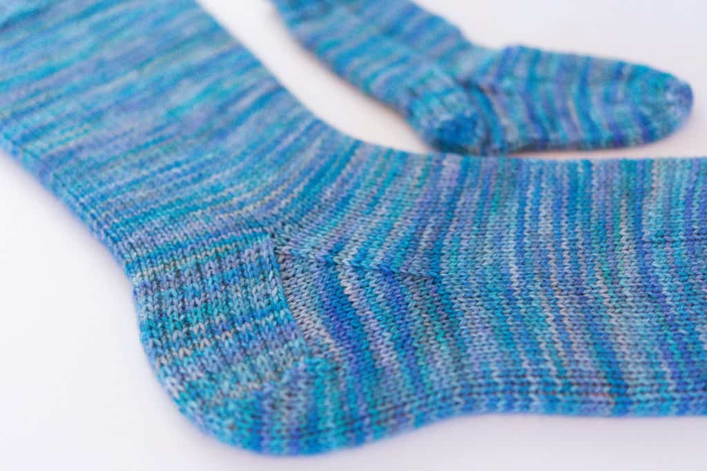 Socks from Custom Top Down Socks workshop knit in SweetGeorgia Yarn's Fizzy Water Colourway