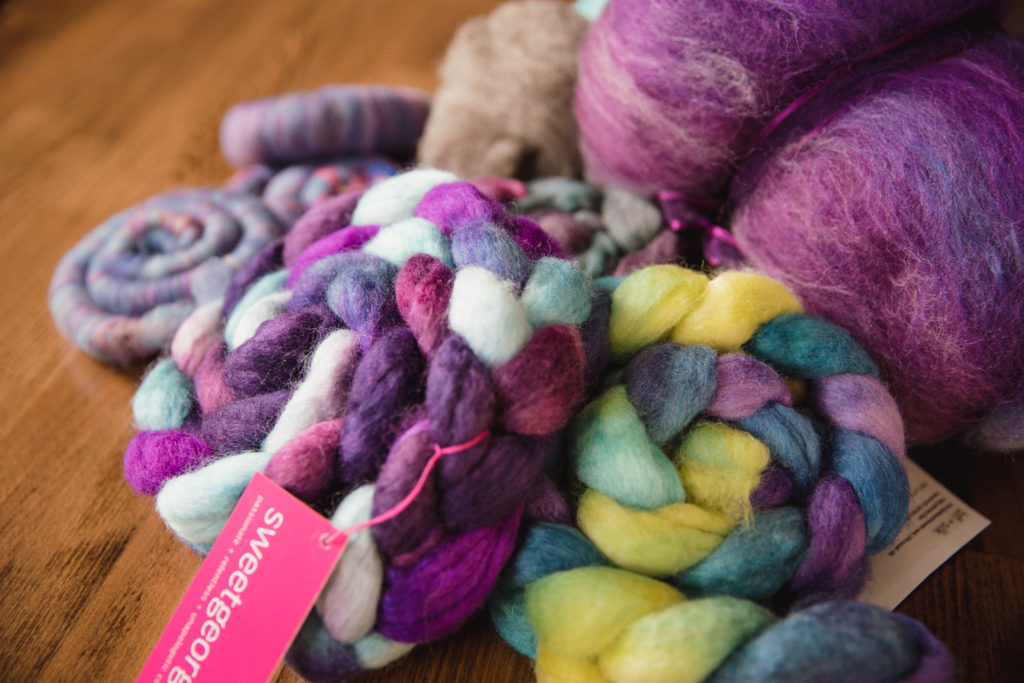 Various spinning fibre from School of SweetGeorgia's Spinning up a Level course with Katrina Stewart