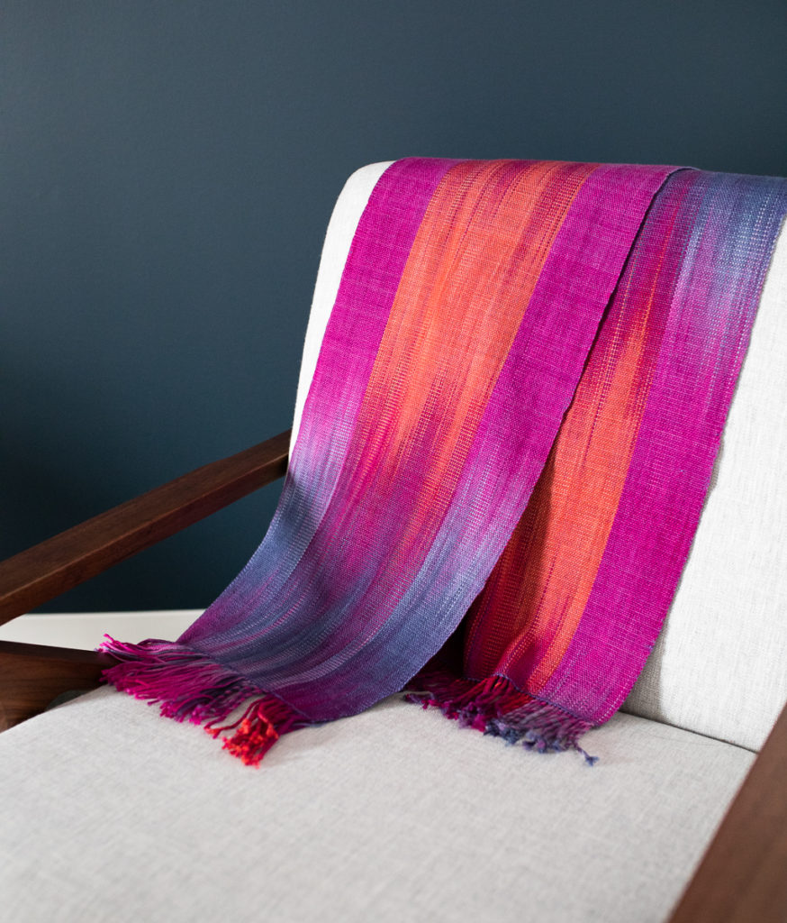LighthouseScarf-FLO_5596 - School of SweetGeorgia Lighthouse Faux Ikat handwoven scarf