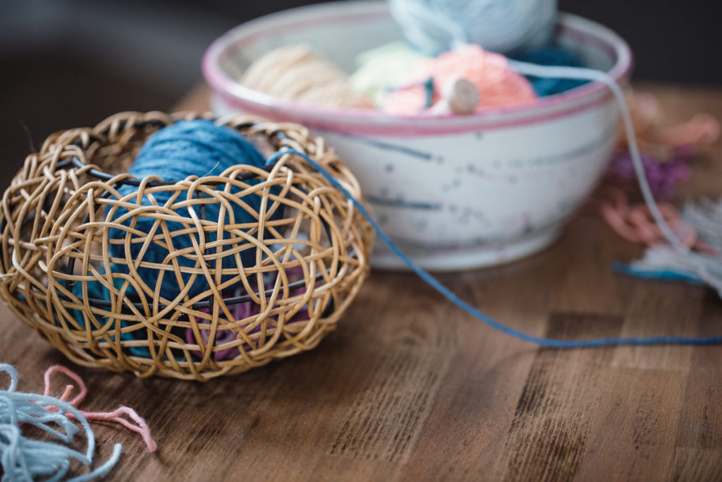 Everlea Yarns in a basket in the Techniques in Tapestry course for The School of SweetGeorgia