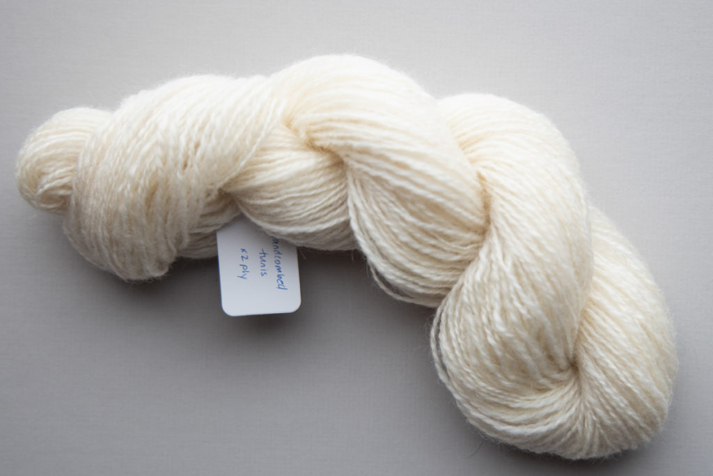 Spinning Sheep Breed white handcombed tunis handspun skein