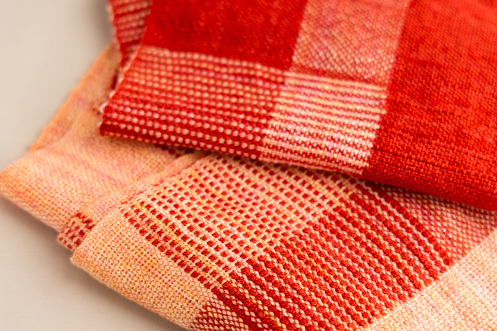 82103 CWWRH rigid heddle clasped weft cherry blossoms scarf Wood