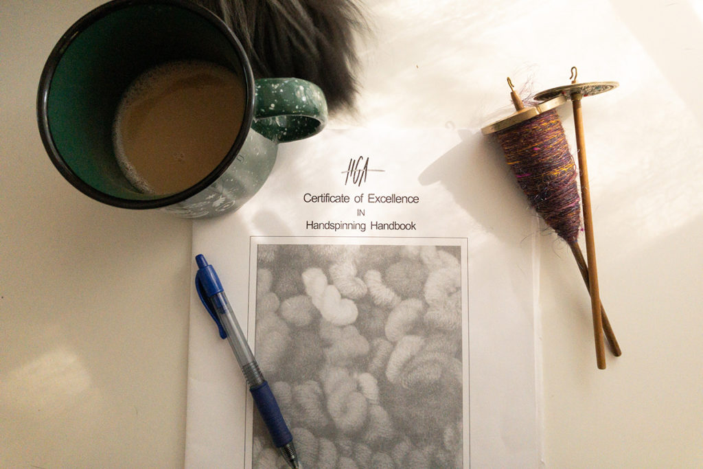 If you’re thinking about going for your COE in Handspinning, invest in the latest HGA coursebook via their website. It contains valuable information, regardless of whether you choose to move forward with certification.