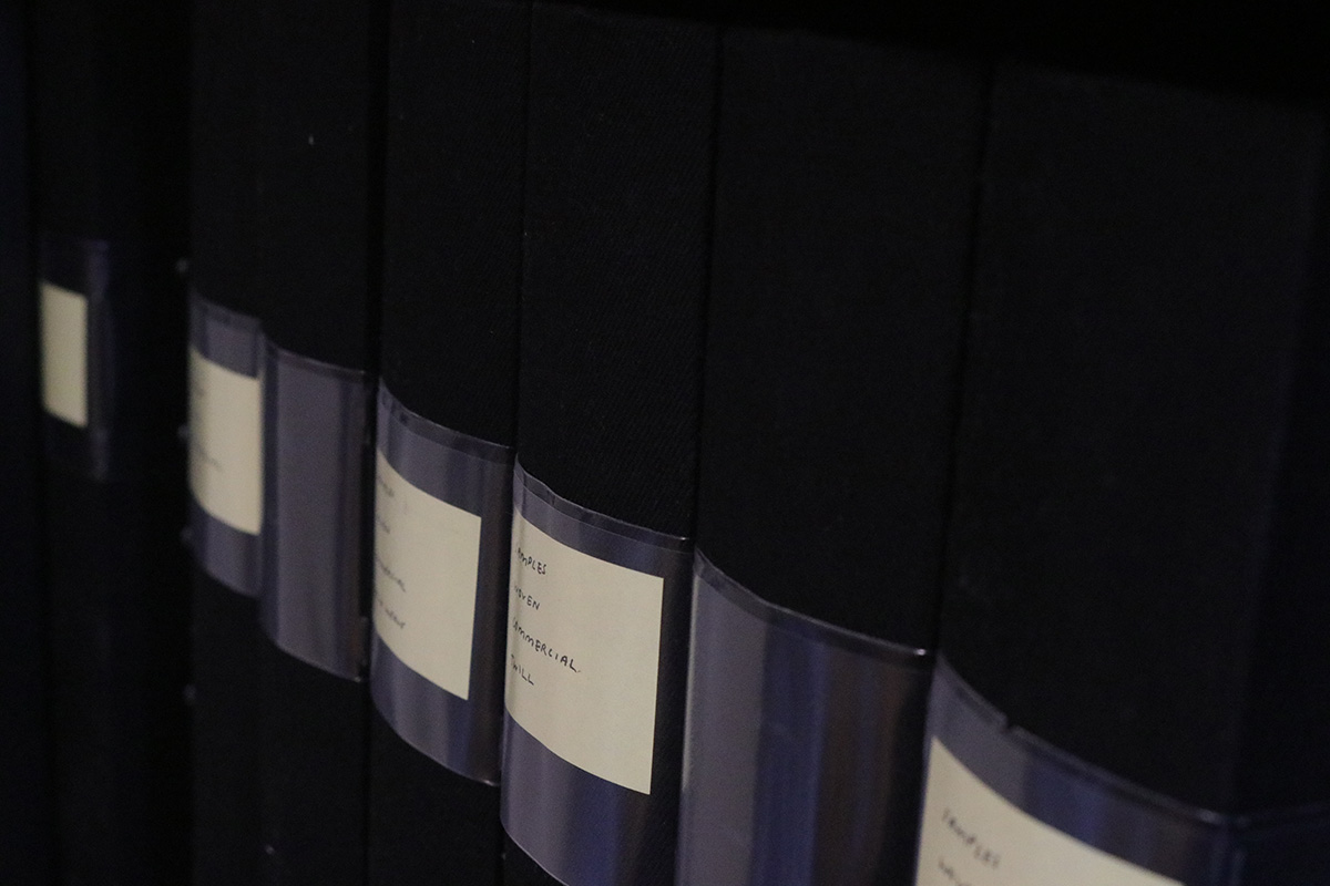 image of Amanda's fibre documentation books with labels for the article on Motivation & The Art of Project Management