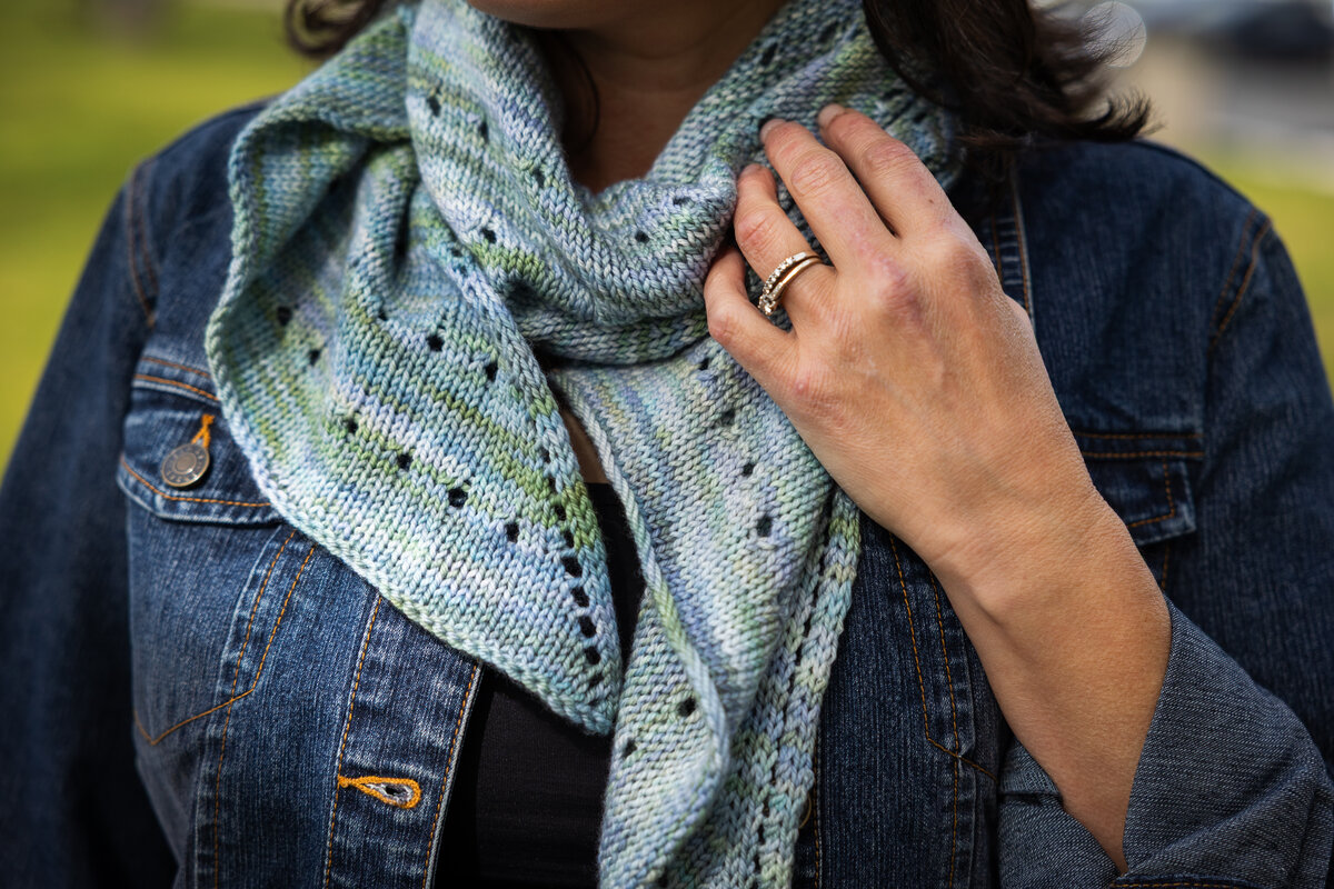 Lks Ama Patterns Lacy Lakes Bias Scarf » Machine Knitting Patterns » School of SweetGeorgia